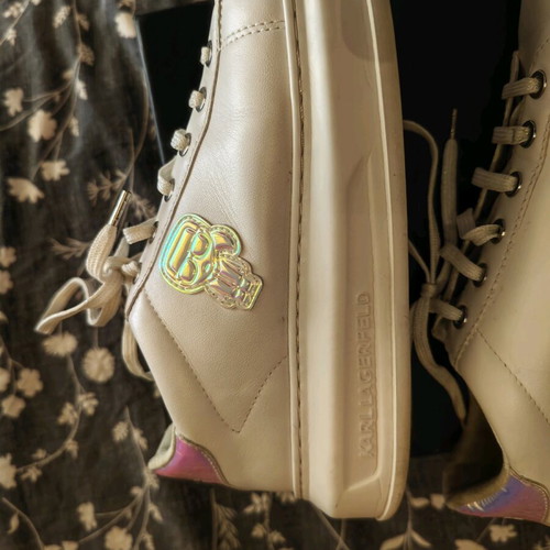 Karl Lagerfeld sneakers used, white silver iridescent size 39