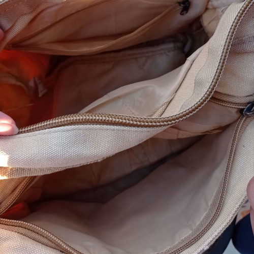 Crossbody bag, beige, large and spacious