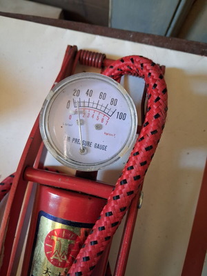 Foot Pump with Manometer used, metal heavy-duty