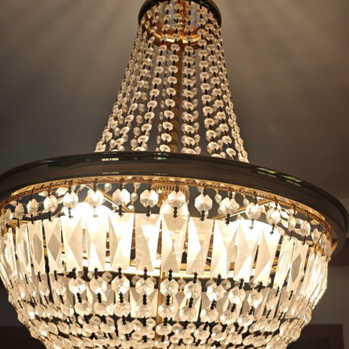 Vintage Empire Basket crystal chandelier, solid brass & Bohemia crystals