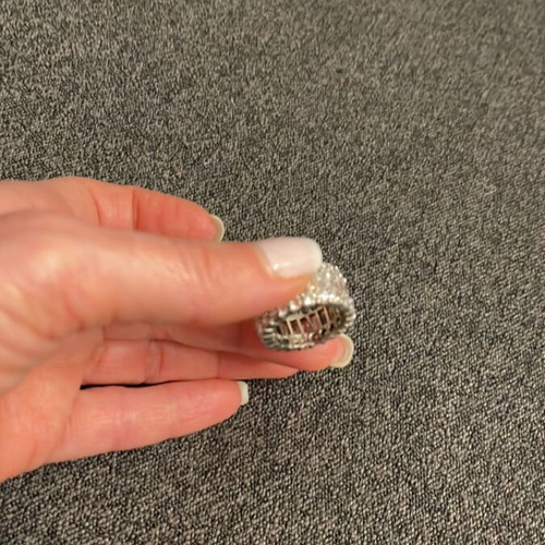 Silver 925 ring like new with zircon, size 54-55, gift earrings