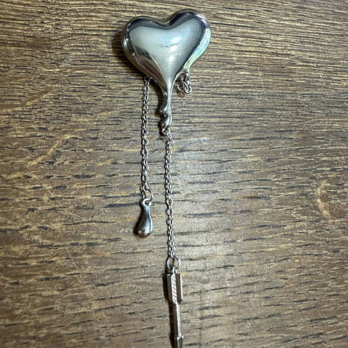 Heart brooch large, new, silver steel