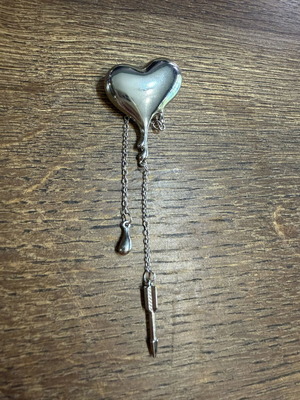 Heart brooch large, new, silver steel