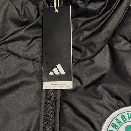 Panathinaikos Adidas authentic puffer jacket, black, large, with hood