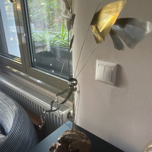Decorative angel made of wood and metal, 35 cm height