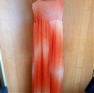 Φόρεμα μάξι πορτοκαλί σομόν Νο Μ