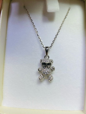 Silver (925) teddy bear pendant with chain new, silver
