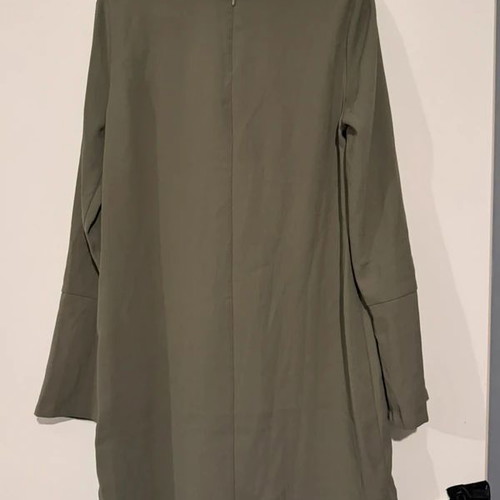 H&M khaki green shirt dress with zip collar, size 36/S