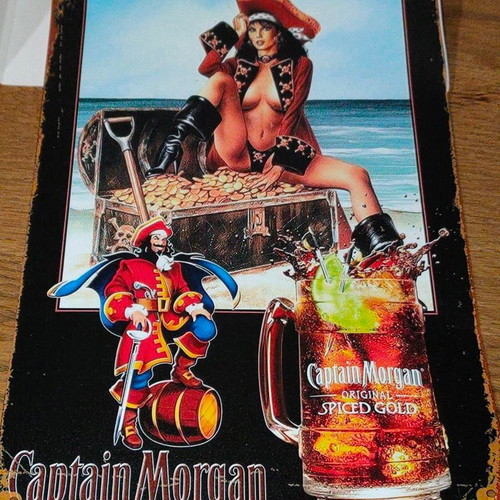 Captain Morgan Spiced Gold metal sign vintage, like new