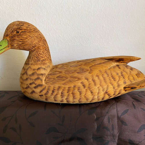 Wild duck wood carving pair used