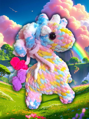 Πλεκτό αλογάκι amigurumi πολύχρωμο, χειροποίητο, καινούργιο