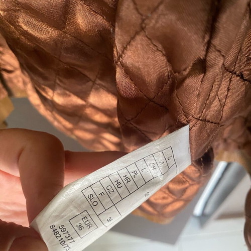 Leather women's quilted lined coat like new, cognac color