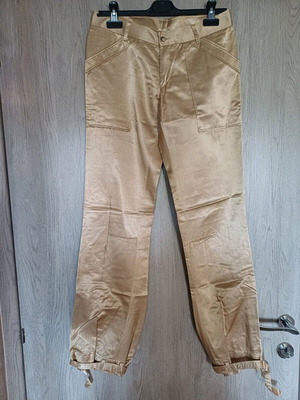 Women's pants new gold satin with ankle straps