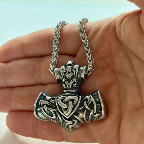 Viking War Hammer Pendant 316L Stainless Steel with 60 cm Chain, New