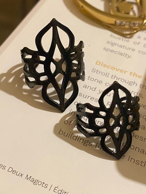 Set of stainless steel rings new, black platinum color, adjustable size
