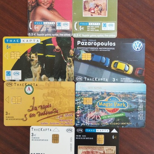 Greek phone cards 2003, pack of 8