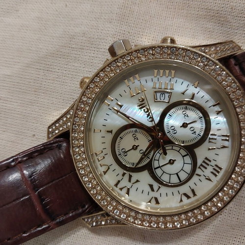 Oxette watch like new, mother of pearl dial, leather strap, 3ATM