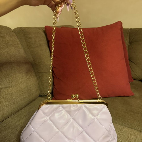Lilac Quilted Shoulder Bag clutch with detachable chain and strap, like new