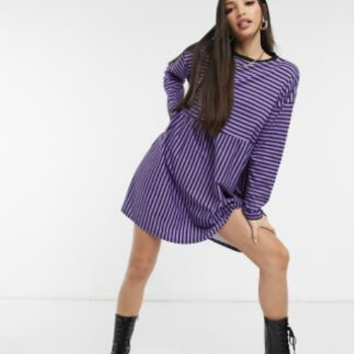 ASOS striped purple long-sleeve dress new, size 36/S to 38/M