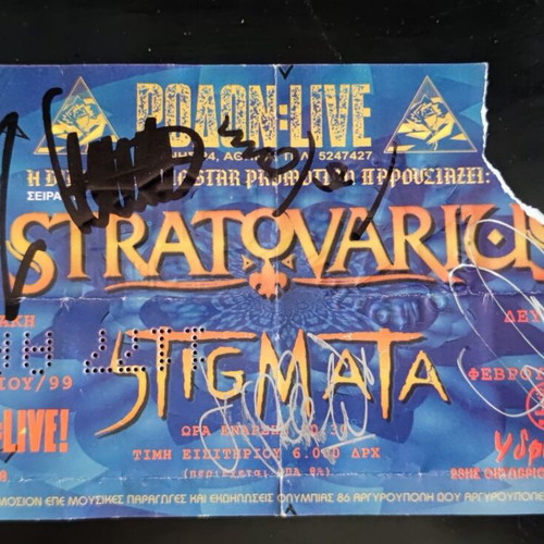 Stratovarius Live in Athens Signed Ticket like new