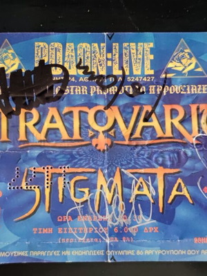 Stratovarius Live in Athens Signed Ticket like new