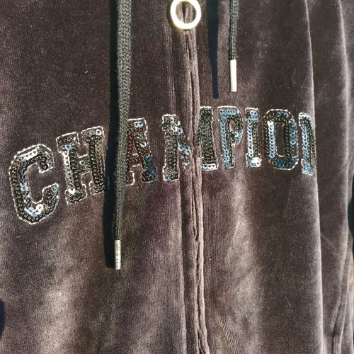 Champion jacket velour black size M/S like new, cotton