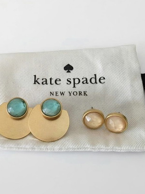 Kate Spade earrings like new with two different stones, gold tone