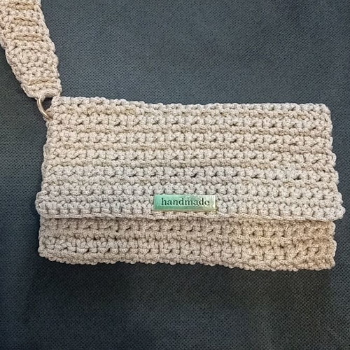 Handmade bag new, beige with gold details