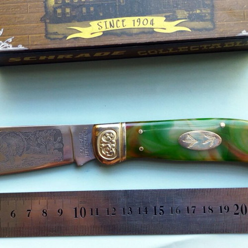 Schrade Limited Edition 2008 Handmade Knife with Turkey Engraving New