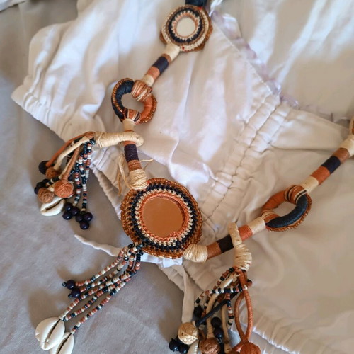 Boho handmade knitted necklace used