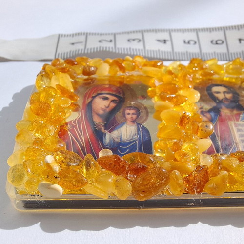 Triptych car icon with natural amber new