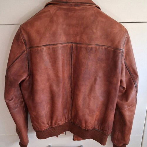 Leather jacket tabac Large like new, brown