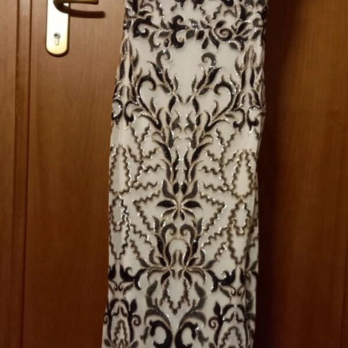 Goddiva Long Evening Dress New With Sequins Black Beige