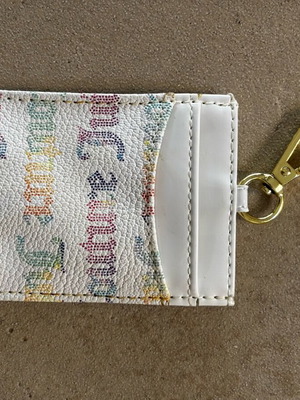 Juicy Couture card holder like new, white with multicolor logos and keychain