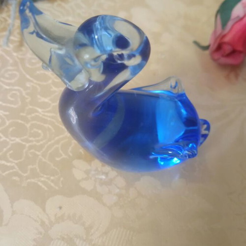 Decorative blue and white crystal duck like new