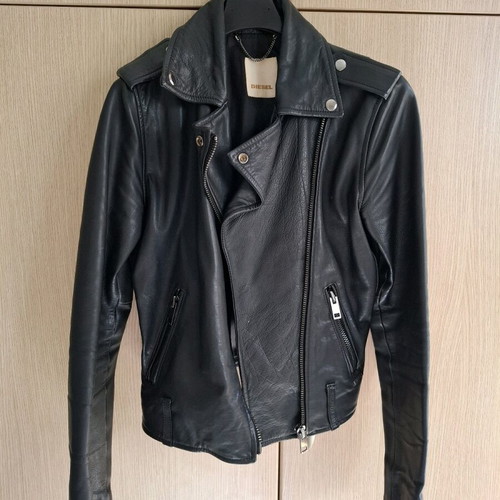 Diesel leather jacket used, size Small, black