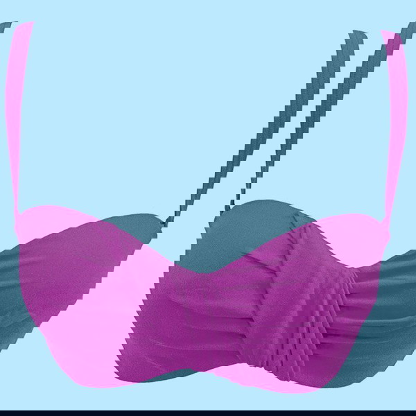 Αφόρετο Club Neuf μωβ ντραπέ strapless μαγιό 70D