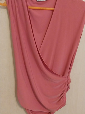 Zara pink blouse crossover with draping on one shoulder like new
