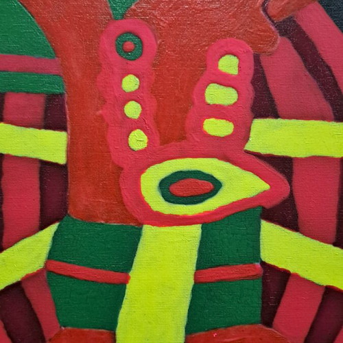 Handmade painting on canvas with fluo colors, like new