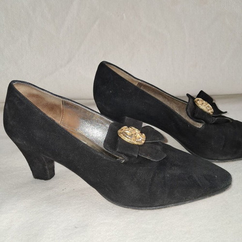 Baboulas suede closed black pumps used, size 38