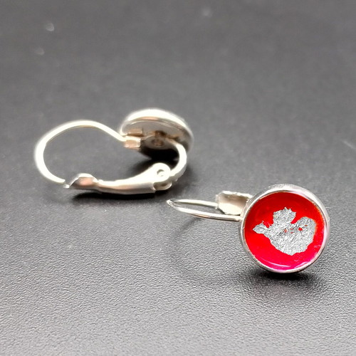 Red stainless steel earrings Apefthon new, hypoallergenic