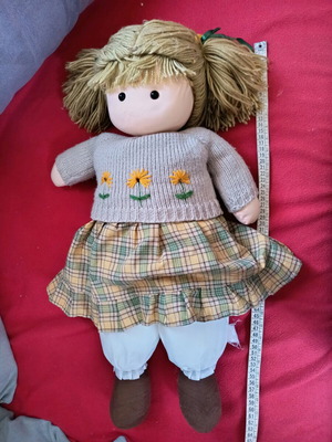 Large cloth doll like new, about 62cm, with hard head