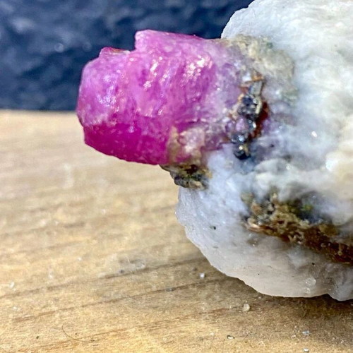 Natural rare raw ruby specimen in feldspar with mica new