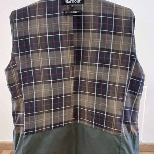 Barbour jacket used, large size, green with removable hood and waist belt