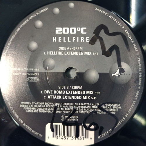 200 C Hellfire 12'' Vinyl Maxi Single used, electronic trance euro house