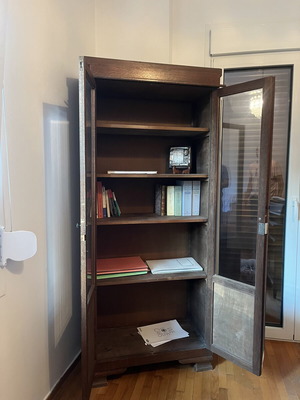 Antique showcase cabinet used, 1940s with adjustable shelves