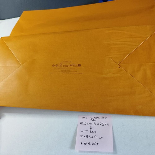 Louis Vuitton gift box and paper bag used, sizes 49.5x41.5x23 and 40x33x19 cm