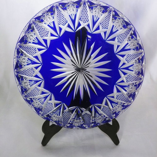 Nachtmann Rom Bleikristall blue platter Germany 50s new
