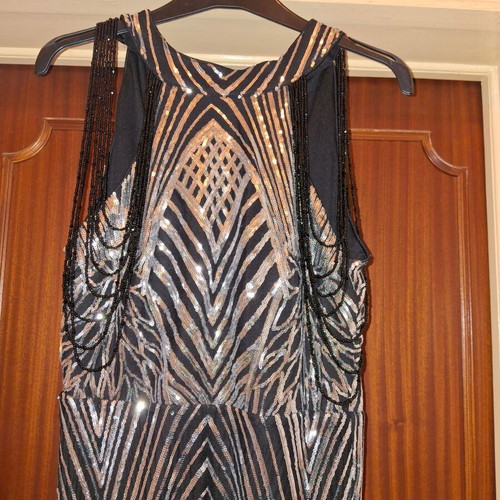 Maxi dress new, size M, black and silver
