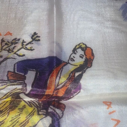 Silk Scarf Parthenon Acropolis like new, large vintage 1960s shawl